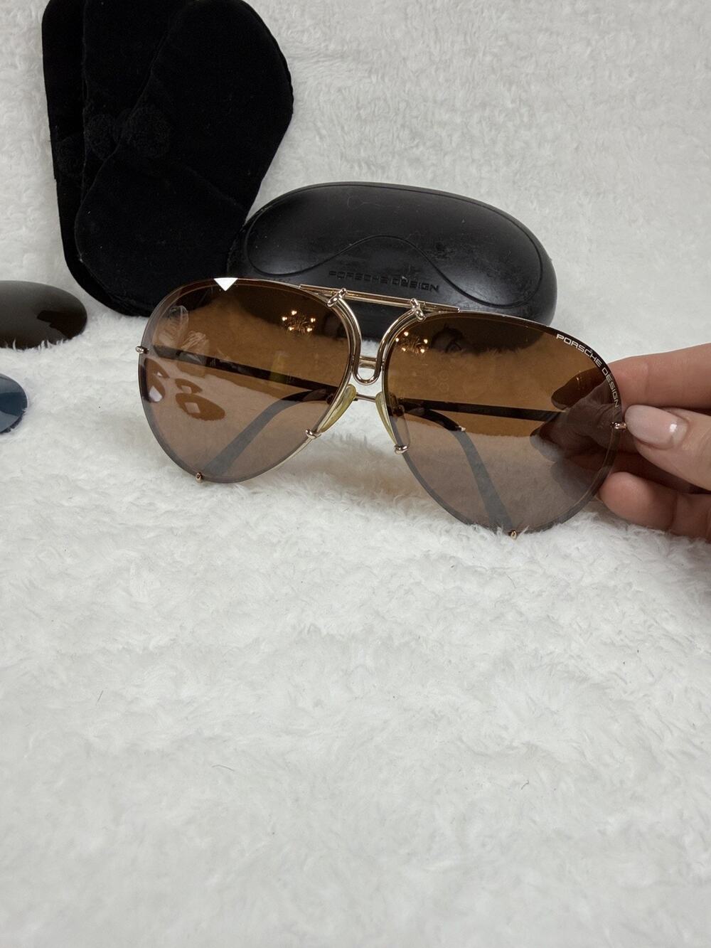 VINTAGE PORSCHE AVIATOR GOLD FRAME GREY LENSES PLUS 3 MORE SET OF GLASSES